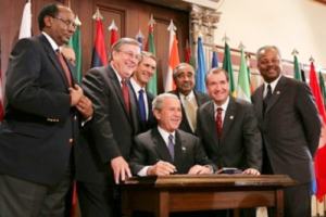 US President George Bush at the AGOA extension signing ceremony