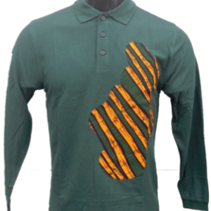 Afrikoncept 'Monarda' Green Collared Long Sleeve Shirt