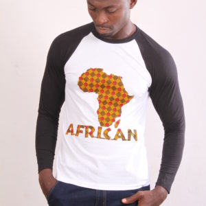 Afrikoncept 'Muscari' Black and White Long Sleeve Shirt w/ Africa Logo