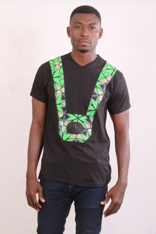 Afrikoncept 'Orchid' Black and Green T-Shirt