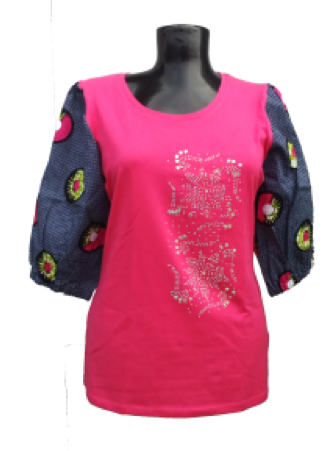 Afrikoncept 'Lily' Pink and Grey Blouse